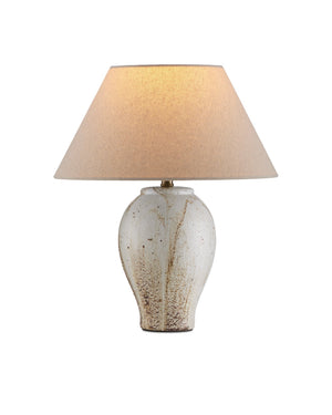 Currey & Company Latte Beige Hand Glazed Ceramic Table Lamp with Empire Shade for Modern Interiors 6000-1004