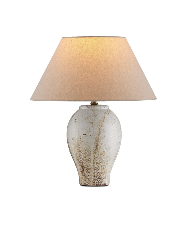 Currey & Company Latte Beige Hand Glazed Ceramic Table Lamp with Empire Shade for Modern Interiors 6000-1004