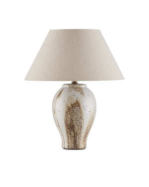 Currey & Company Latte Beige Hand Glazed Ceramic Table Lamp with Empire Shade for Modern Interiors 6000-1004