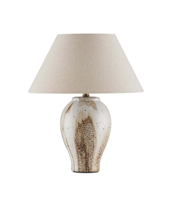 Currey & Company Latte Beige Hand Glazed Ceramic Table Lamp with Empire Shade for Modern Interiors 6000-1004