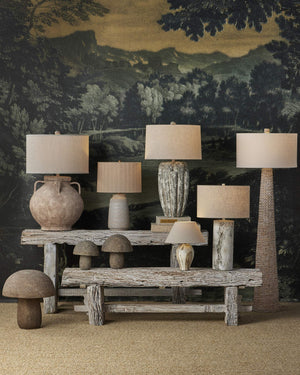 Currey & Company Latte Beige Hand Glazed Ceramic Table Lamp with Empire Shade for Modern Interiors 6000-1004