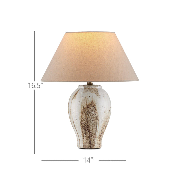 Currey & Company Latte Beige Hand Glazed Ceramic Table Lamp with Empire Shade for Modern Interiors 6000-1004