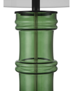 Currey & Company Balsam Green Glass Bamboo Sculptural Table Lamp with Black Crystal Base 6000-1011
