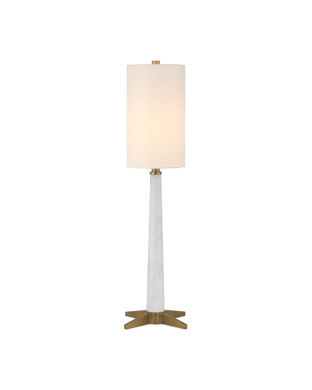 Currey & Company Munroe Genuine Marble Table Lamp with Antique Brass X Base Art Deco Bedside Accent 6000-1016