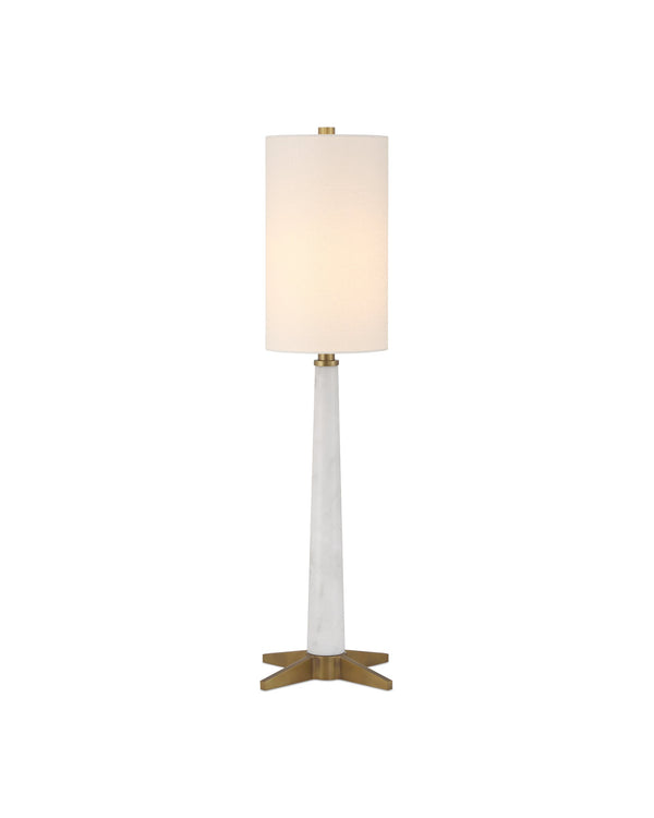 Currey & Company Munroe Genuine Marble Table Lamp with Antique Brass X Base Art Deco Bedside Accent 6000-1016