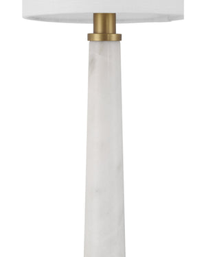 Currey & Company Munroe Genuine Marble Table Lamp with Antique Brass X Base Art Deco Bedside Accent 6000-1016