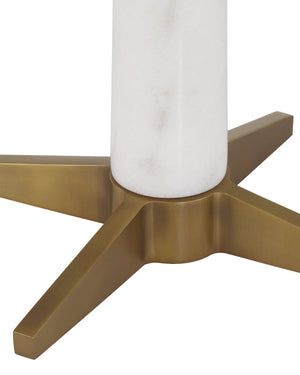 Currey & Company Munroe Genuine Marble Table Lamp with Antique Brass X Base Art Deco Bedside Accent 6000-1016