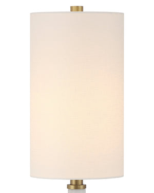 Currey & Company Munroe Genuine Marble Table Lamp with Antique Brass X Base Art Deco Bedside Accent 6000-1016