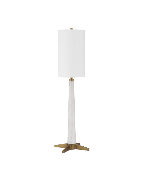 Currey & Company Munroe Genuine Marble Table Lamp with Antique Brass X Base Art Deco Bedside Accent 6000-1016