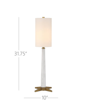 Currey & Company Munroe Genuine Marble Table Lamp with Antique Brass X Base Art Deco Bedside Accent 6000-1016