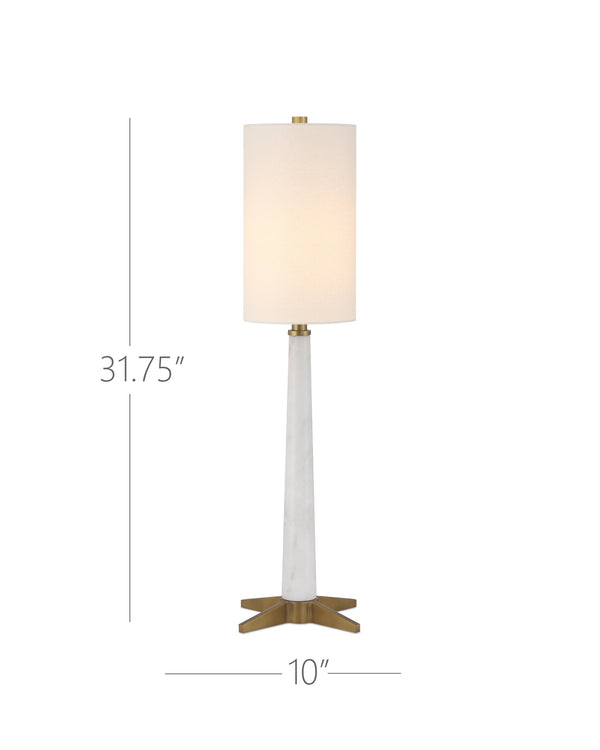 Currey & Company Munroe Genuine Marble Table Lamp with Antique Brass X Base Art Deco Bedside Accent 6000-1016