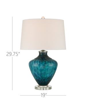 Currey & Company Sapphire Marbled Art Glass Table Lamp with Crystal Base for Coastal Living Spaces 6000-1022