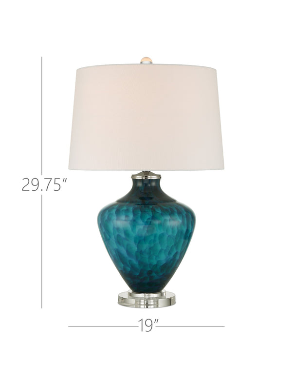 Currey & Company Sapphire Marbled Art Glass Table Lamp with Crystal Base for Coastal Living Spaces 6000-1022