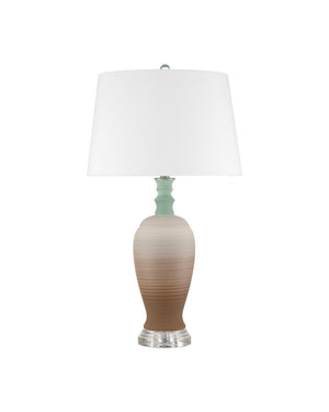 Currey & Company Happy Hand-Thrown Ceramic Table Lamp with Retro Striations and Crystal Finial Accent 6000-1024