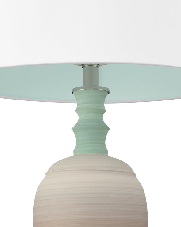 Currey & Company Happy Hand-Thrown Ceramic Table Lamp with Retro Striations and Crystal Finial Accent 6000-1024