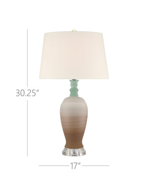 Currey & Company Happy Hand-Thrown Ceramic Table Lamp with Retro Striations and Crystal Finial Accent 6000-1024