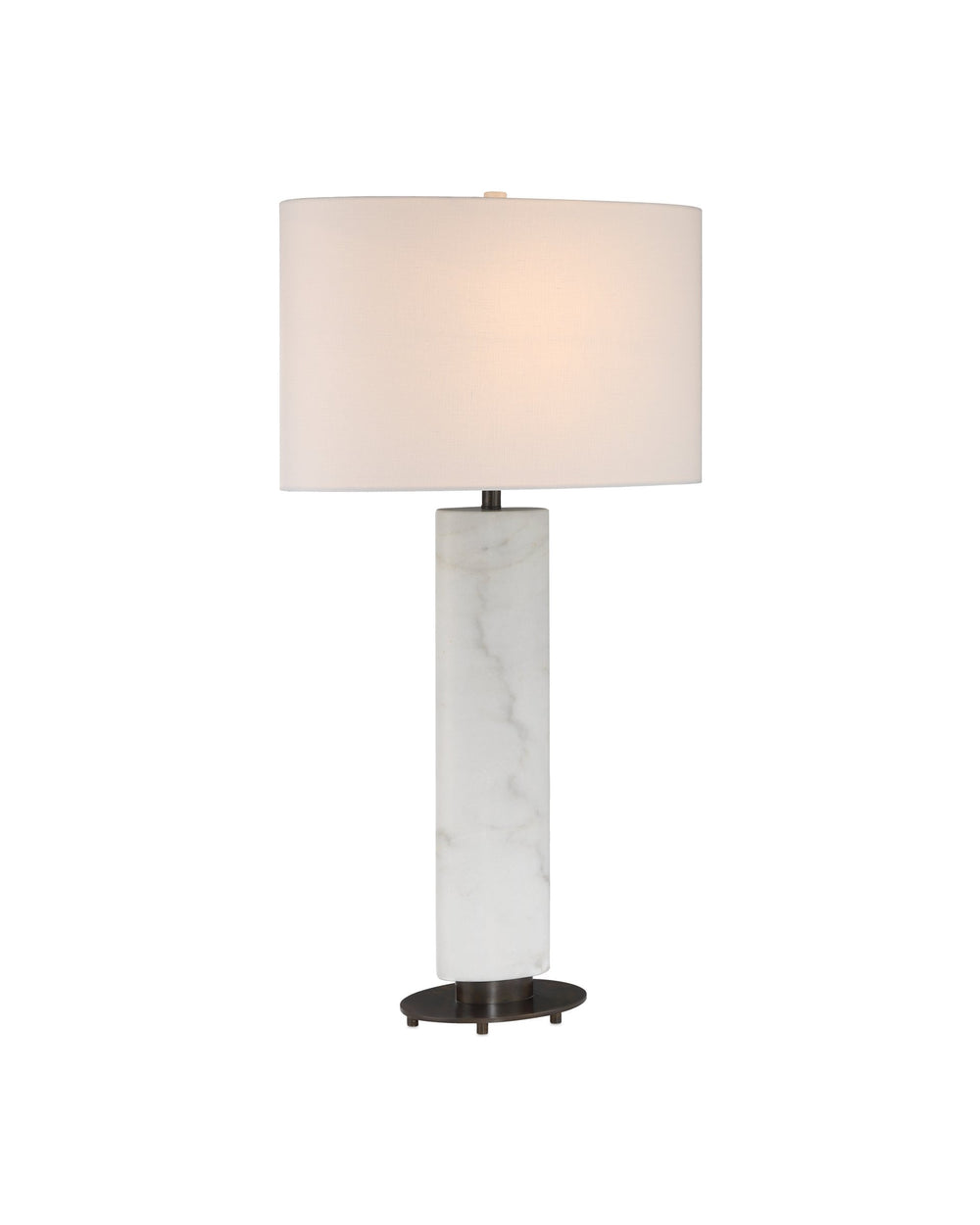 Currey & Company Stanhope Marble Table Lamp Mid-Century Sculptural Base with Oblong Shade Bedside Accent 6000-1029