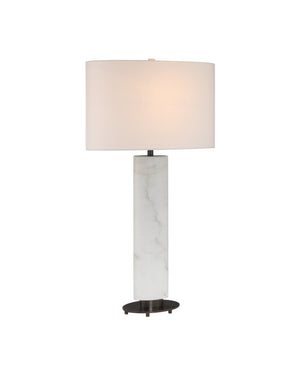 Currey & Company Stanhope Marble Table Lamp Mid-Century Sculptural Base with Oblong Shade Bedside Accent 6000-1029