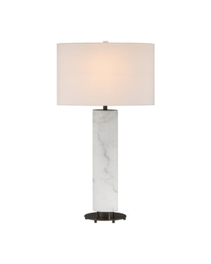 Currey & Company Stanhope Marble Table Lamp Mid-Century Sculptural Base with Oblong Shade Bedside Accent 6000-1029