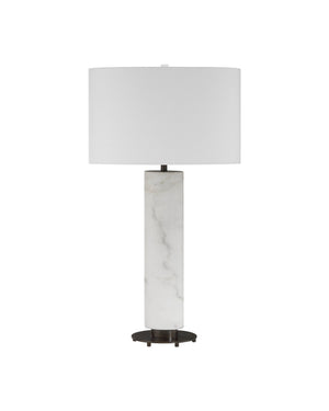 Currey & Company Stanhope Marble Table Lamp Mid-Century Sculptural Base with Oblong Shade Bedside Accent 6000-1029