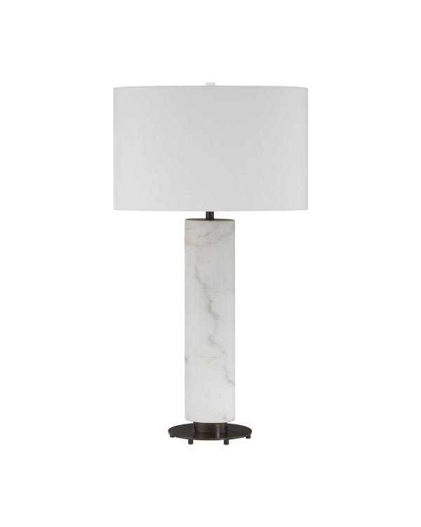 Currey & Company Stanhope Marble Table Lamp Mid-Century Sculptural Base with Oblong Shade Bedside Accent 6000-1029