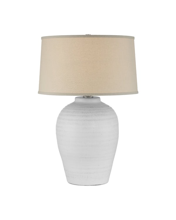 Currey & Company Dashwell Handcrafted Ceramic Table Lamp with Linen Drum Shade for Console or Nightstand 6000-1030