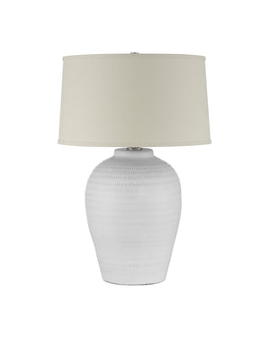 Currey & Company Dashwell Handcrafted Ceramic Table Lamp with Linen Drum Shade for Console or Nightstand 6000-1030