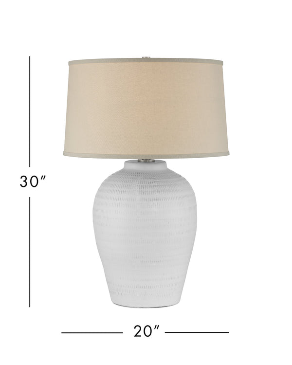 Currey & Company Dashwell Handcrafted Ceramic Table Lamp with Linen Drum Shade for Console or Nightstand 6000-1030