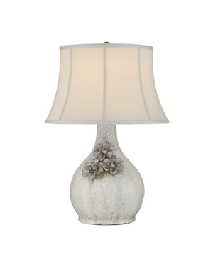 Currey & Company Attar Crackle Glaze Ceramic Table Lamp with Hand-Formed Flowers Bohemian Bedside Accent 6000-1031