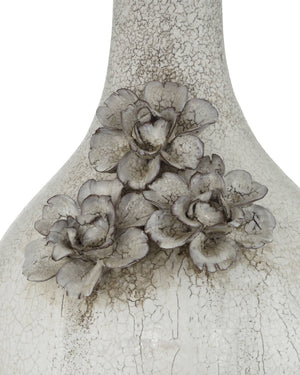 Currey & Company Attar Crackle Glaze Ceramic Table Lamp with Hand-Formed Flowers Bohemian Bedside Accent 6000-1031