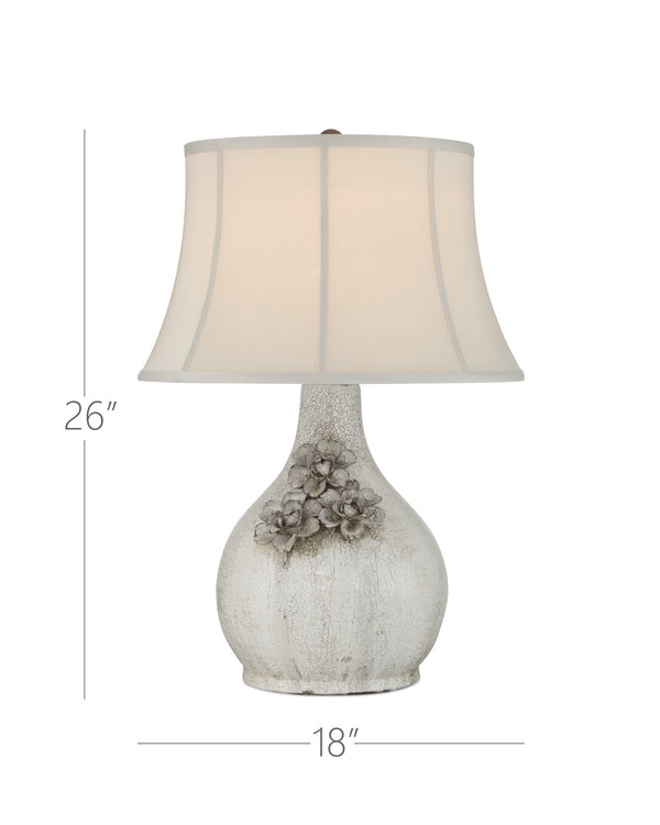 Currey & Company Attar Crackle Glaze Ceramic Table Lamp with Hand-Formed Flowers Bohemian Bedside Accent 6000-1031