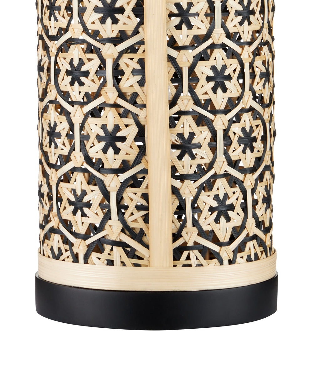 Currey & Company Nebulon Handwoven Bamboo Table Lamp with Black Empire Shade for Bohemian Rooms 6000-1036