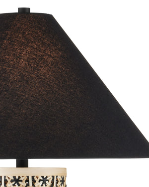 Currey & Company Nebulon Handwoven Bamboo Table Lamp with Black Empire Shade for Bohemian Rooms 6000-1036
