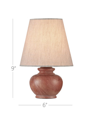 Currey & Company Piccolo Rosa Marble Mini Table Lamp with Linen Shade for Bedside Ambient Glow 6000-1049