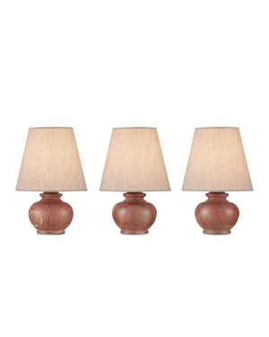 Currey & Company Piccolo Rosa Marble Mini Table Lamp with Linen Shade for Bedside Ambient Glow 6000-1049