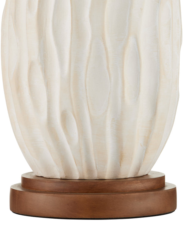 Currey & Company Water-Borne Sculptural Ceramic Table Lamp with Linen Drum Shade for Organic Modern Decor 6000-1050