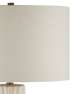 Currey & Company Water-Borne Sculptural Ceramic Table Lamp with Linen Drum Shade for Organic Modern Decor 6000-1050