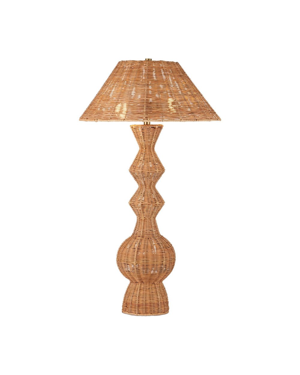 Currey & Company Nirvana Woven Cane Rattan Table Lamp Organic Geometric Shape for Bohemian Interiors 6000-1051
