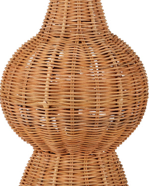Currey & Company Nirvana Woven Cane Rattan Table Lamp Organic Geometric Shape for Bohemian Interiors 6000-1051