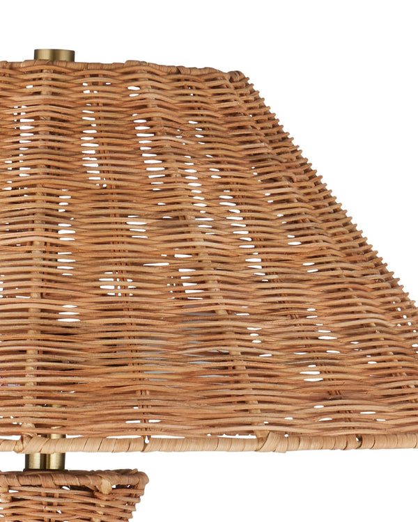 Currey & Company Nirvana Woven Cane Rattan Table Lamp Organic Geometric Shape for Bohemian Interiors 6000-1051