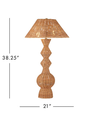 Currey & Company Nirvana Woven Cane Rattan Table Lamp Organic Geometric Shape for Bohemian Interiors 6000-1051