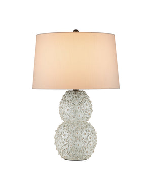 Currey & Company Jessamine Handcrafted Ceramic Floral Table Lamp with Shantung Shade for Elegant Rooms 6000-1053