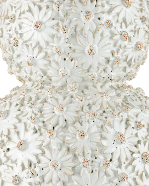 Currey & Company Jessamine Handcrafted Ceramic Floral Table Lamp with Shantung Shade for Elegant Rooms 6000-1053