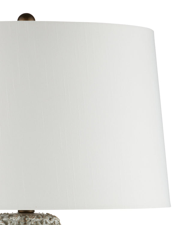 Currey & Company Jessamine Handcrafted Ceramic Floral Table Lamp with Shantung Shade for Elegant Rooms 6000-1053
