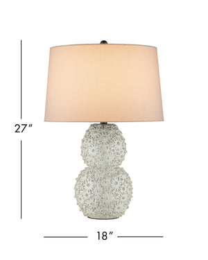 Currey & Company Jessamine Handcrafted Ceramic Floral Table Lamp with Shantung Shade for Elegant Rooms 6000-1053