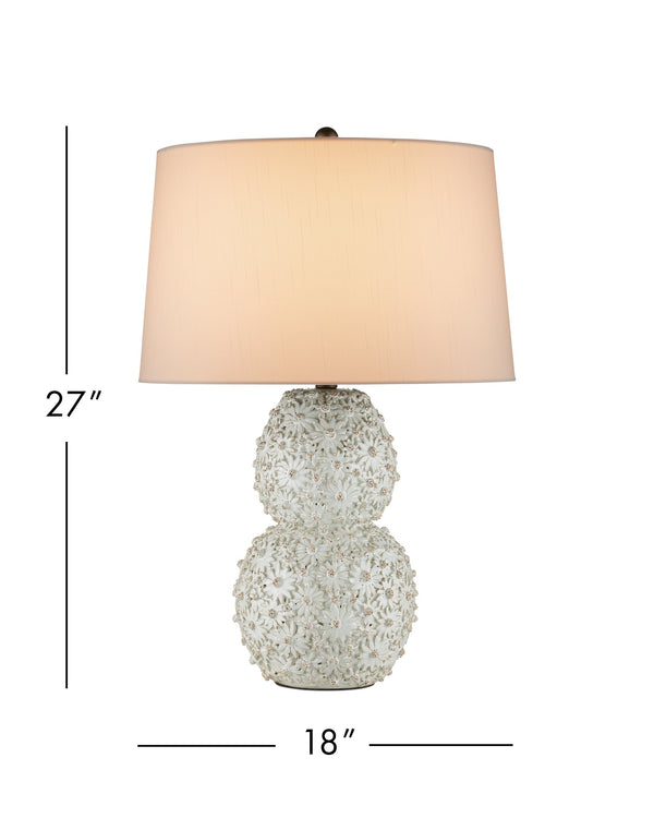 Currey & Company Jessamine Handcrafted Ceramic Floral Table Lamp with Shantung Shade for Elegant Rooms 6000-1053