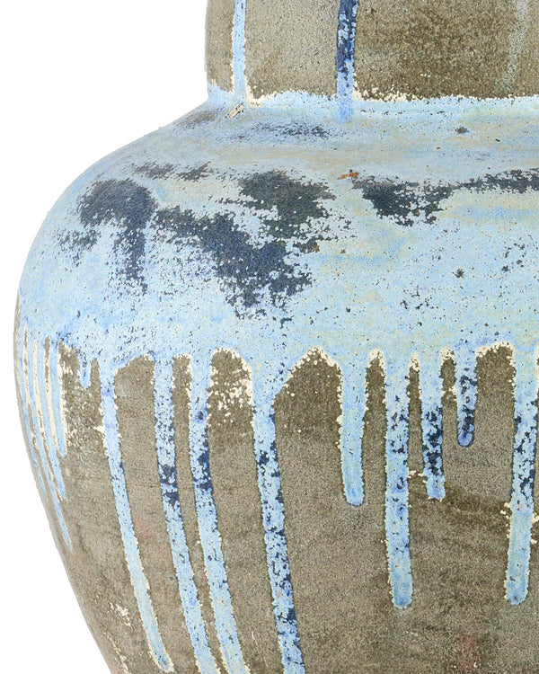 Currey & Company Catania Handcrafted Terracotta Gourd Lamp with Artisan Blue Glaze and Fabric Shade 6000-1054