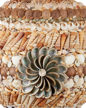 Currey & Company Seascape Handcrafted Seashell Terracotta Table Lamp with Linen Shade for Coastal Decor 6000-1055