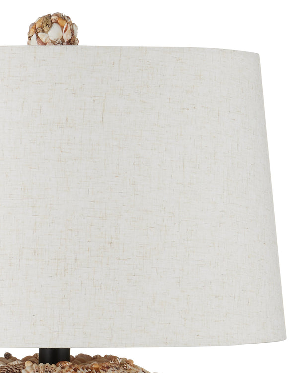 Currey & Company Seascape Handcrafted Seashell Terracotta Table Lamp with Linen Shade for Coastal Decor 6000-1055