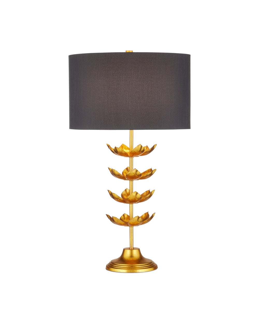 Currey & Company Awakening Table Lamp Gold Leaf Iron Base Lotus Sculptural Accent for Elegant Rooms 6000-1056